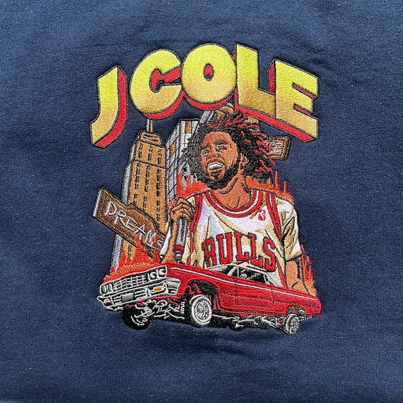 JCole Tale of Two Cities Custom Handmade Embroidered Crewneck Longsleeve Sweater - Picture 7 of 10